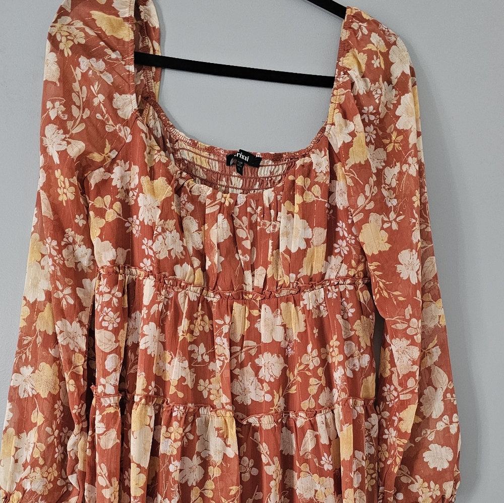 Floral Orange and Cream Dress